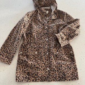 J.Crew midi-length leopard raincoat